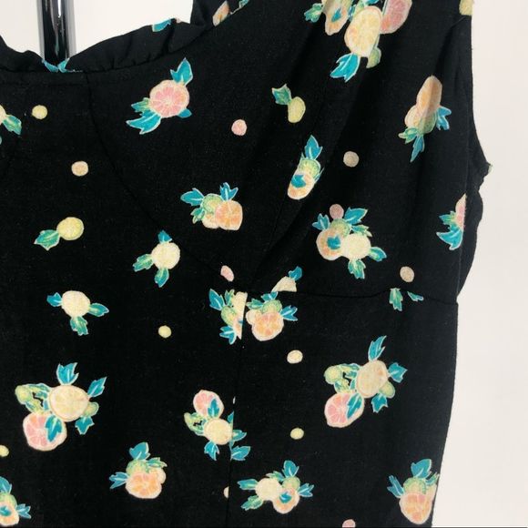 Free People Like A Lady Black Floral Printed Mini Dress Tie Back Short sz Small - Picture 5 of 15